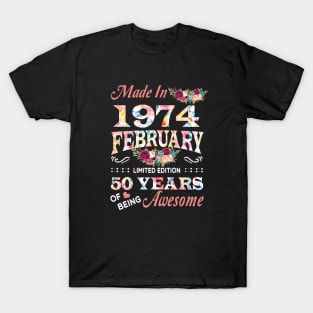 February Flower Made In 1974 50 Years Of Being Awesome T-Shirt